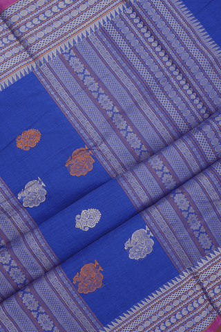 Threadwork Design Indigo Blue Kanchi Cotton Saree