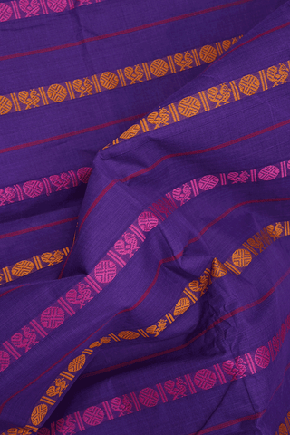 Threadwork Design Indigo Purple Chettinadu Cotton Saree