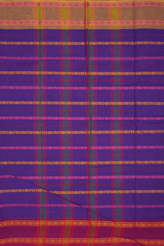Threadwork Design Indigo Purple Chettinadu Cotton Saree