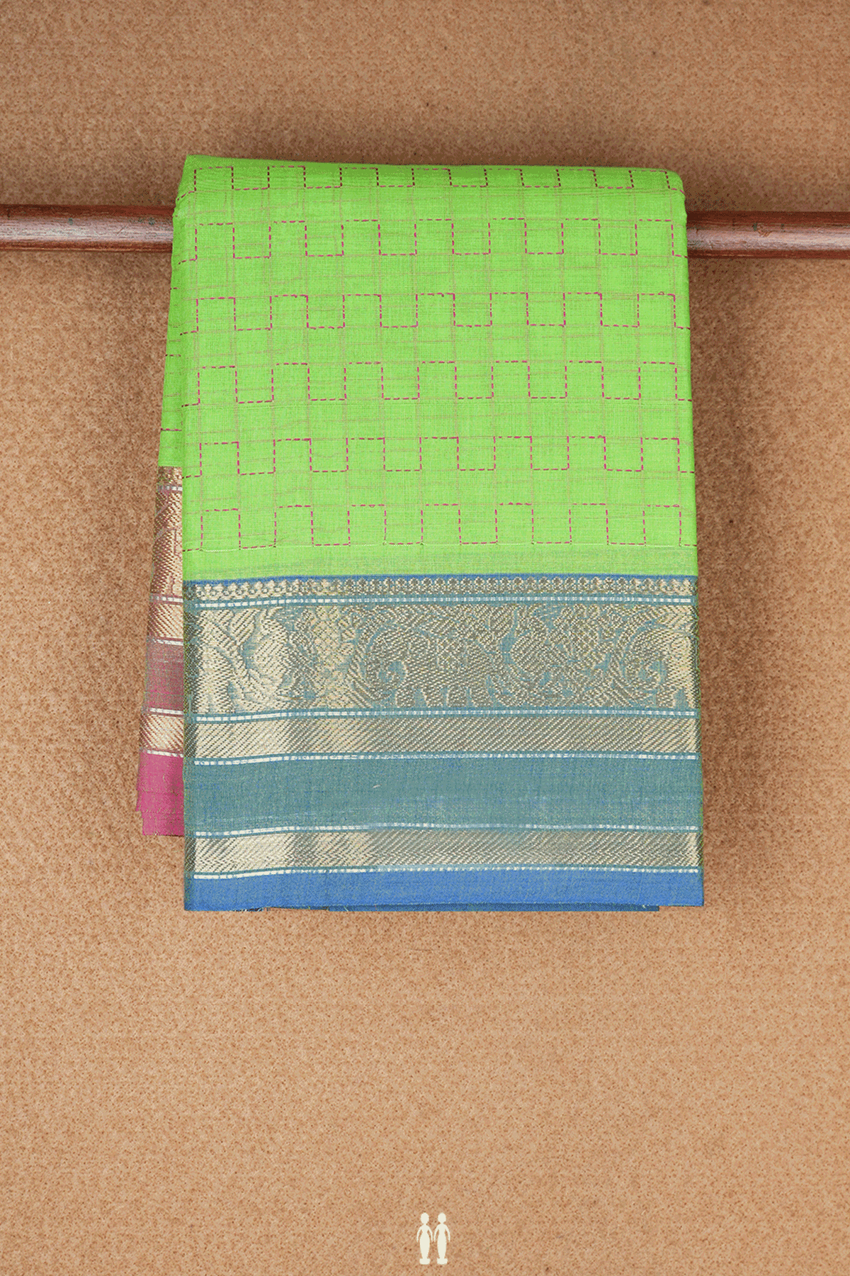 Threadwork Design Light Green Chettinadu Cotton Saree