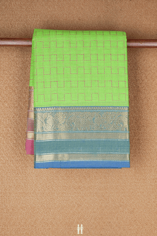 Threadwork Design Light Green Chettinadu Cotton Saree