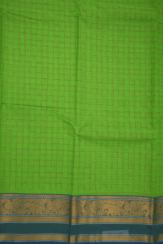 Threadwork Design Light Green Chettinadu Cotton Saree