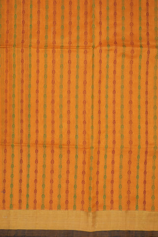Threadwork Design Mustard Yellow Jute Silk Cotton Saree