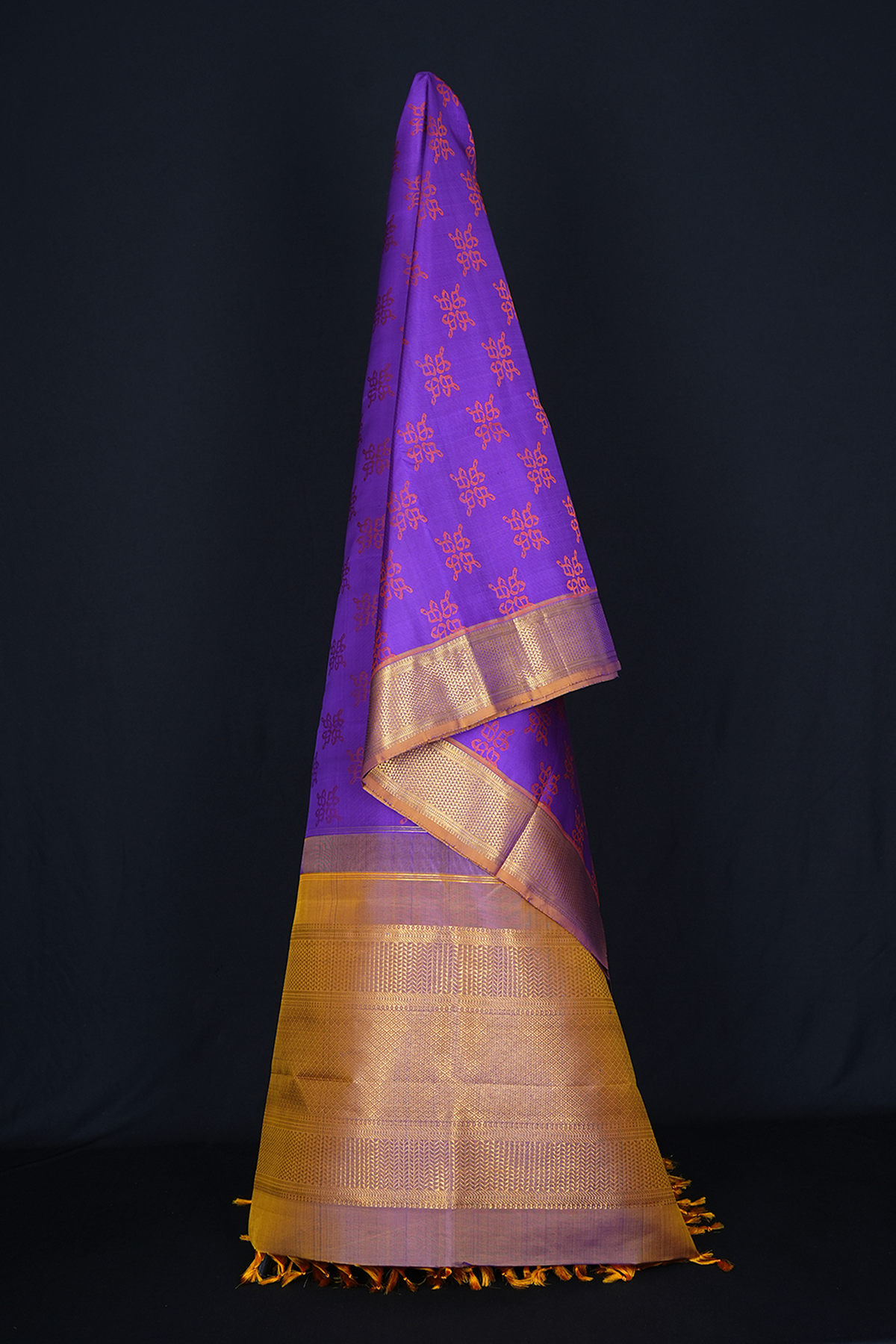 Threadwork Design Purple Kanchipuram Silk Dupatta