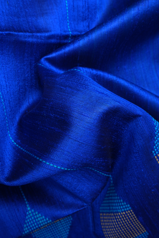 Threadwork Design Royal Blue Jute Saree