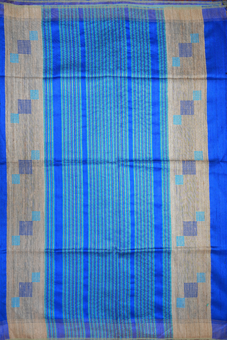 Threadwork Design Royal Blue Jute Saree