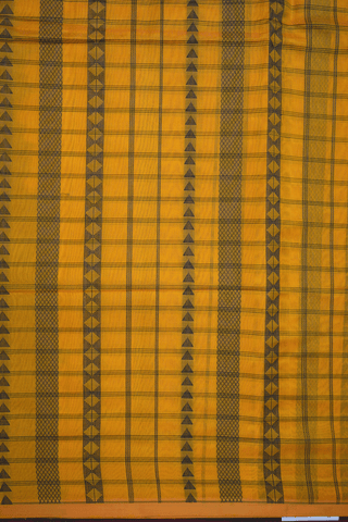 Threadwork Design Saffron Yellow Soft Silk Saree