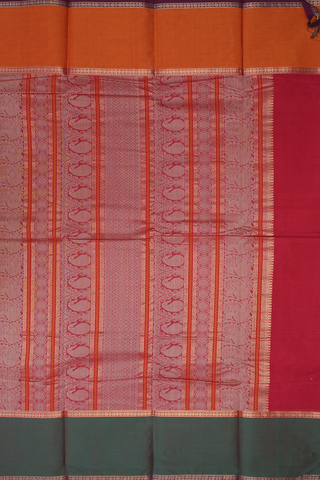 Threadwork Design Scarlet Red Chettinadu Cotton Saree