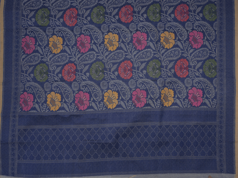 Threadwork Design Steel Blue Cotton Unstitched Salwar Material