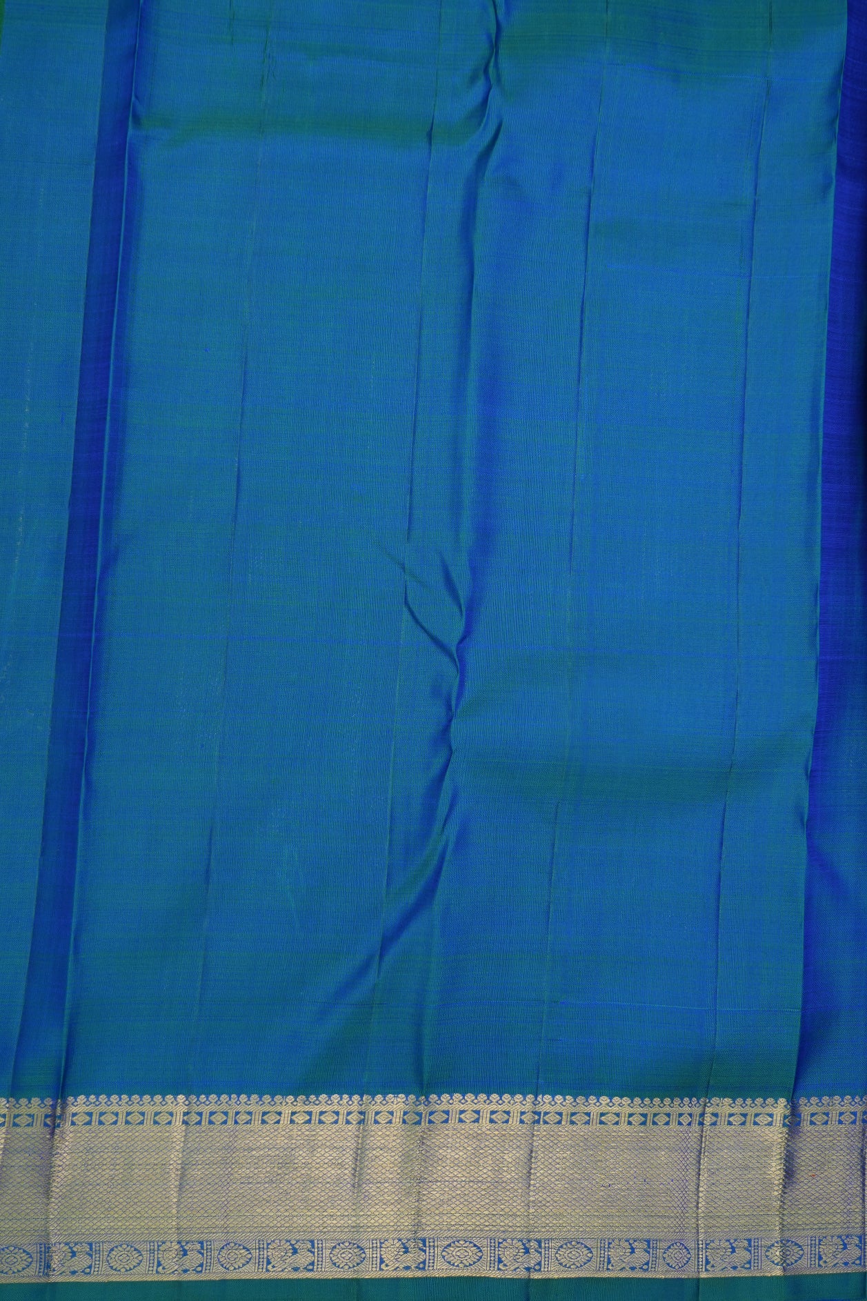 Threadwork Jacquard Peacock Blue Kanchipuram Silk Saree