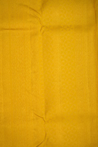 Threadwork Leaf Motifs Royal Yellow Kanchipuram Silk Saree