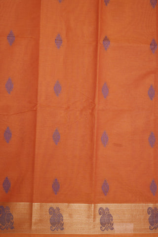 Threadwork Motifs Spiced Orange Kanchi Cotton Saree