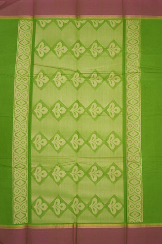Threadwork Motifs Fern Green Kanchi Cotton Saree