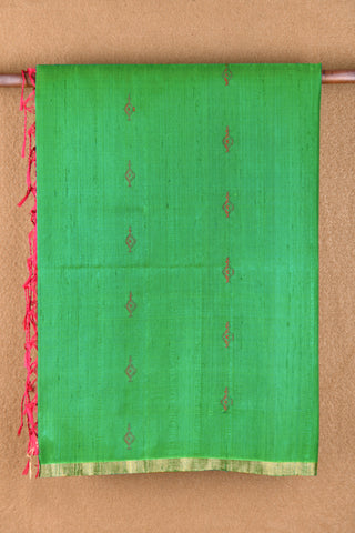 Threadwork Motifs Green Raw Silk Saree