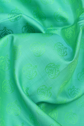 Threadwork Motifs Mint Green Kanchipuram Silk Saree