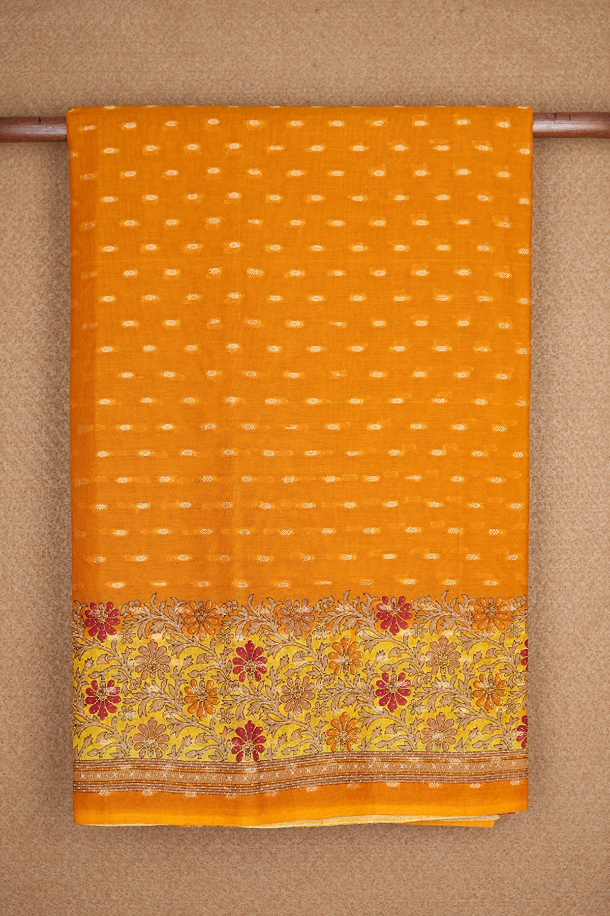 Threadwork Motifs Mustard Yellow Ahmedabad Cotton Saree