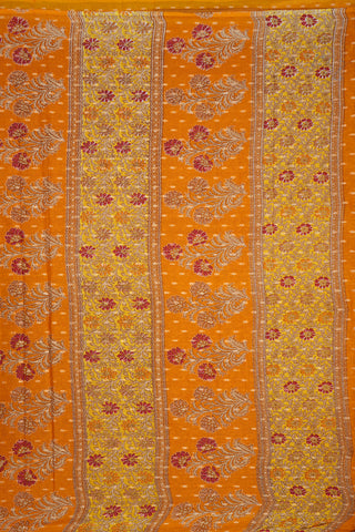 Threadwork Motifs Mustard Yellow Ahmedabad Cotton Saree