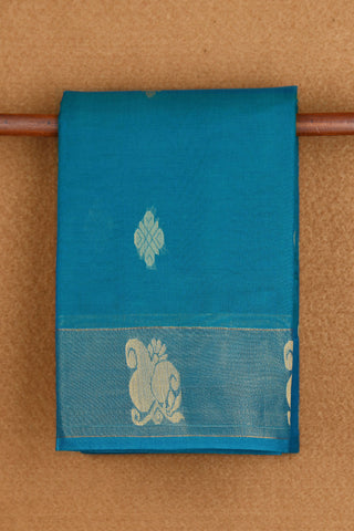Threadwork Motifs Peacock Blue Kanchi Cotton Saree