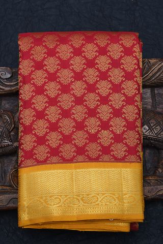 Threadwork Motifs Ruby Red Kanchipuram Silk Saree
