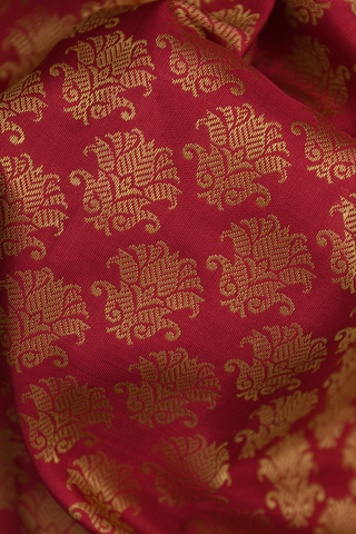 Threadwork Motifs Ruby Red Kanchipuram Silk Saree
