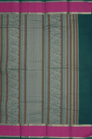 Threadwork Stripes Design Forest Green Kanchi Cotton Saree