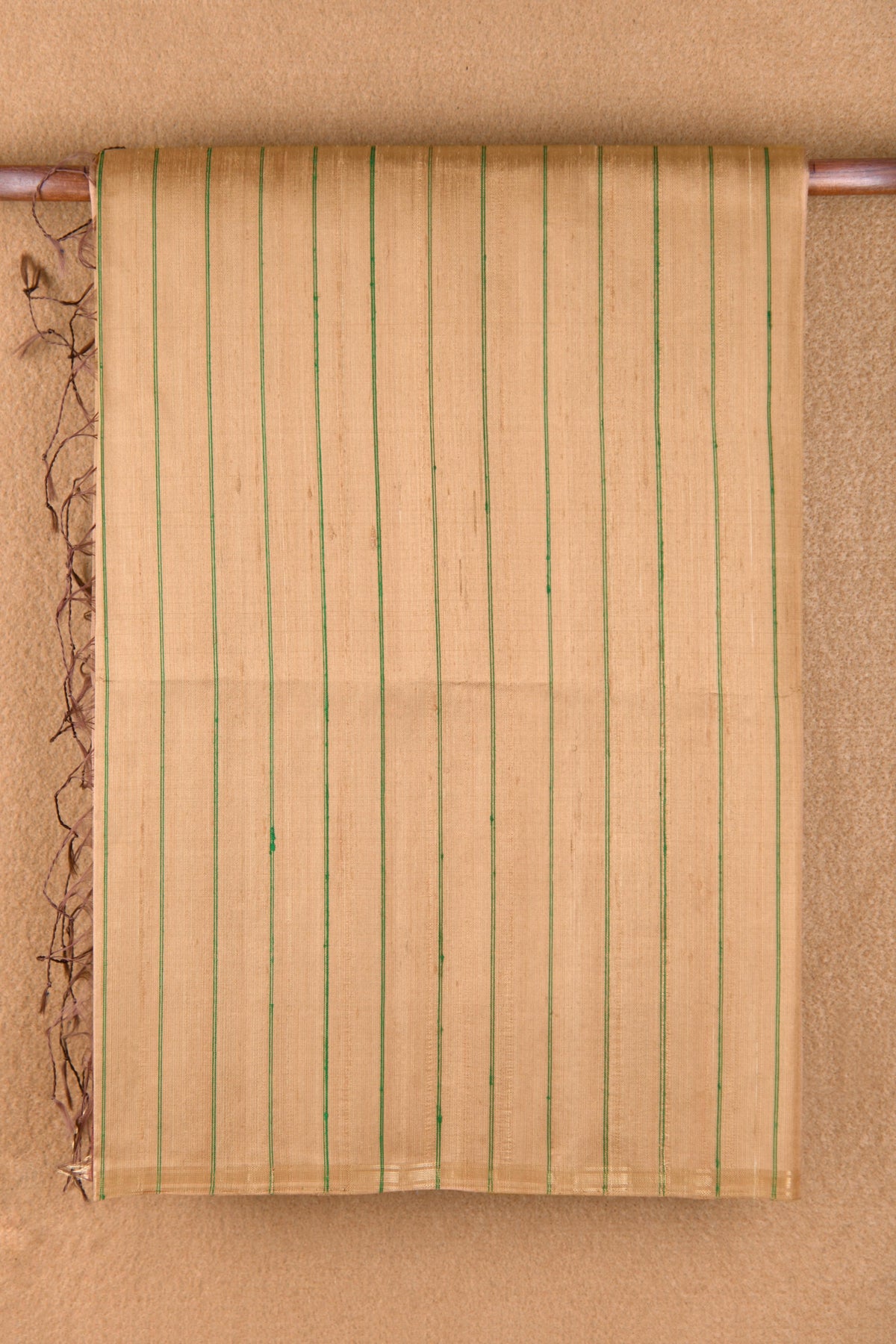 Threadwork Stripes Tan Brown Raw Silk Saree