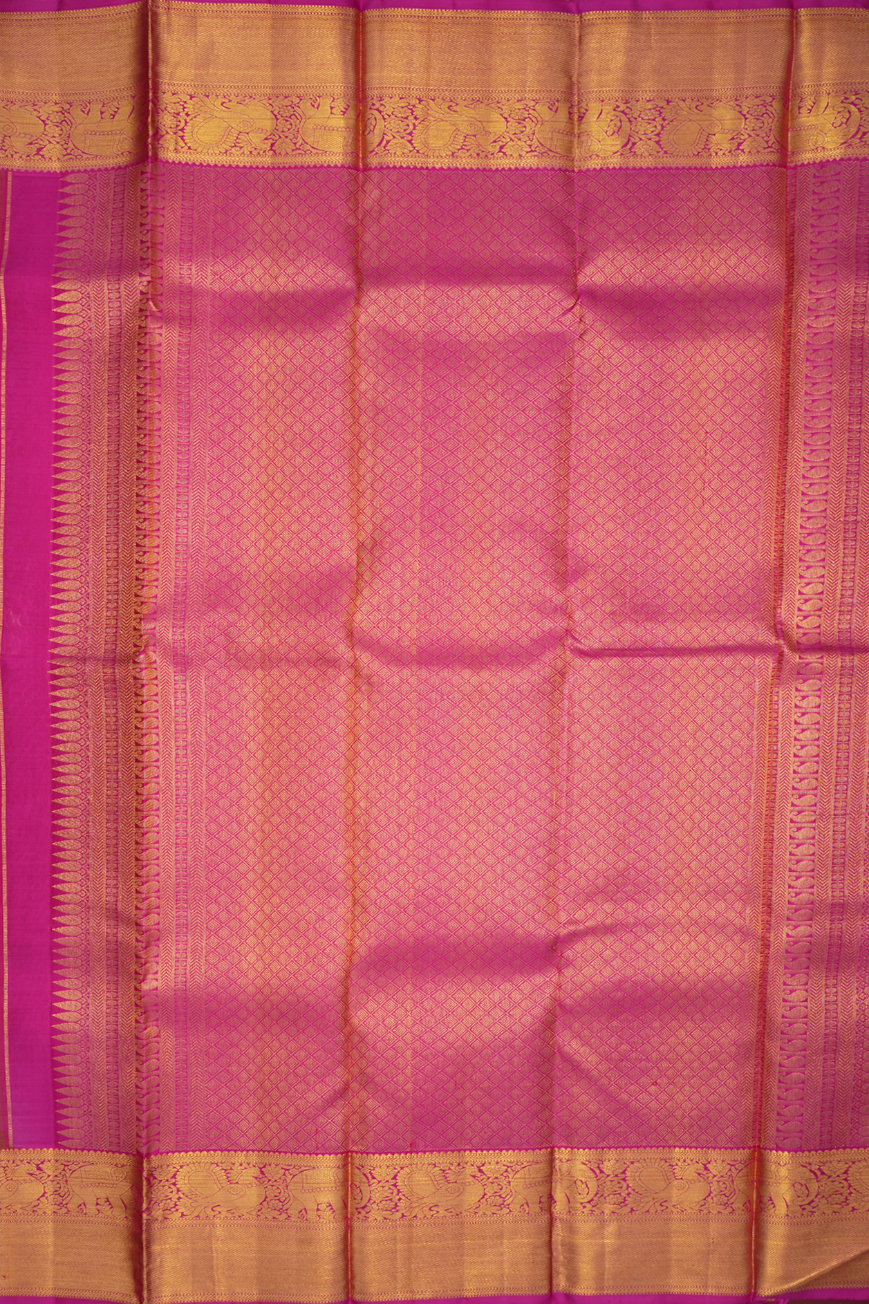 Threadwork With Buttas Brick Yellow Kanchipuram Silk Saree