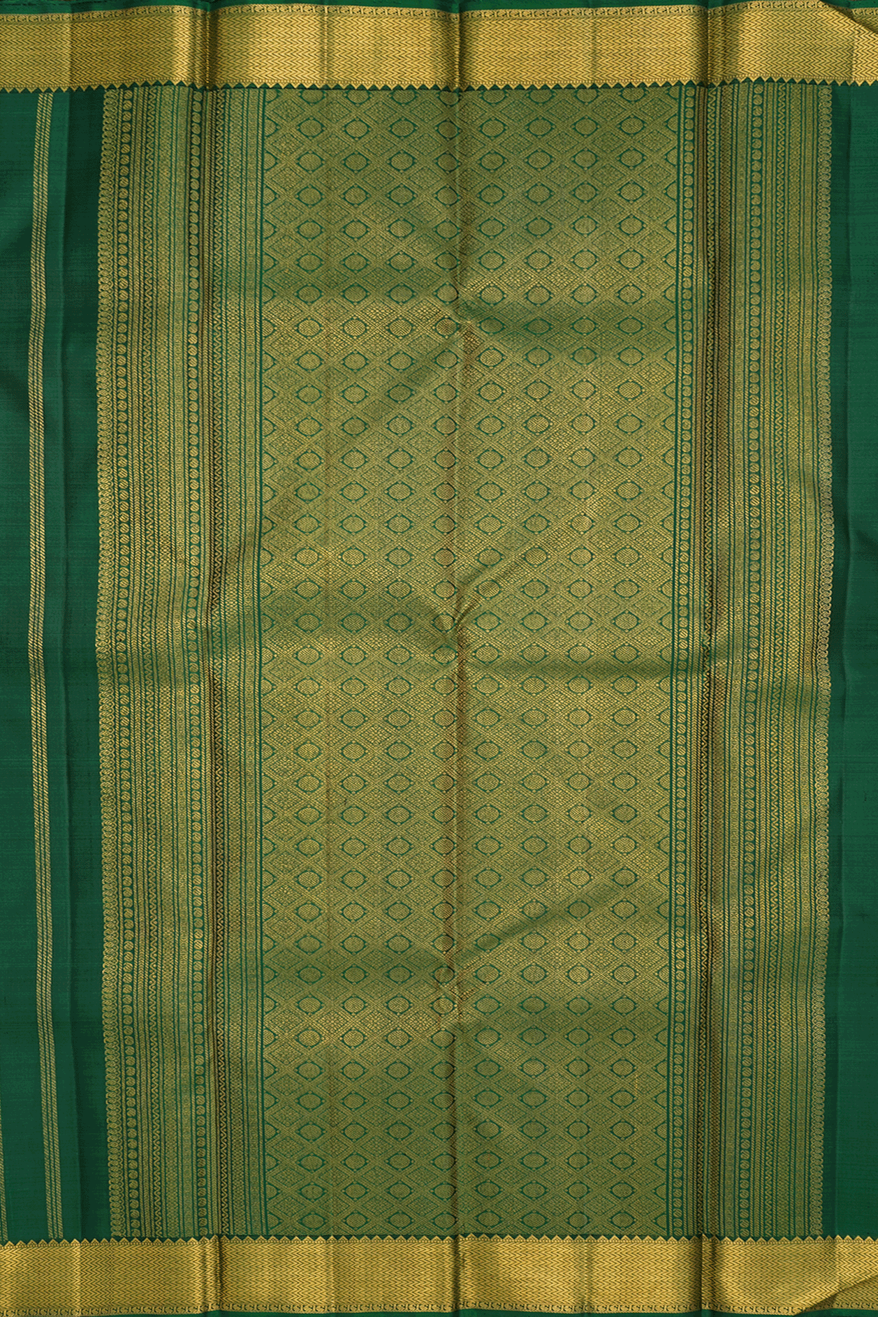 Threadwork With Buttas Emerald Green Kanchipuram Silk Saree