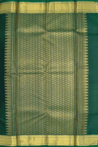 Threadwork With Buttas Forest Green Kanchipuram Silk Saree