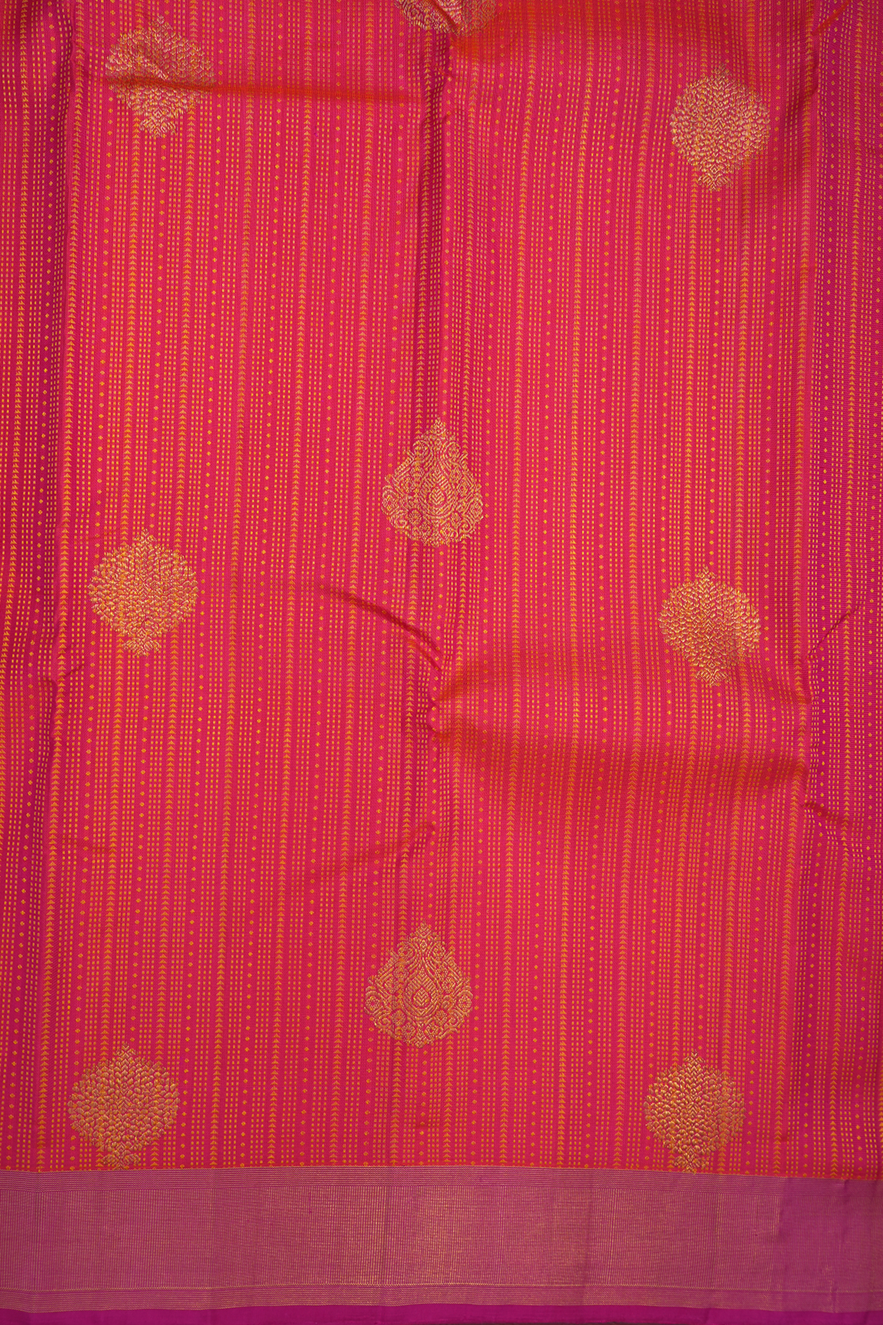 Threadwork With Buttas Hot Pink Kanchipuram Silk Saree