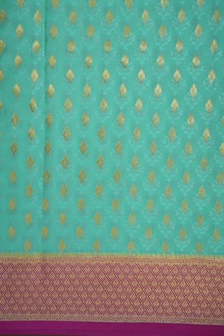 Threadwork With Buttas Mint Green Mysore Silk Saree