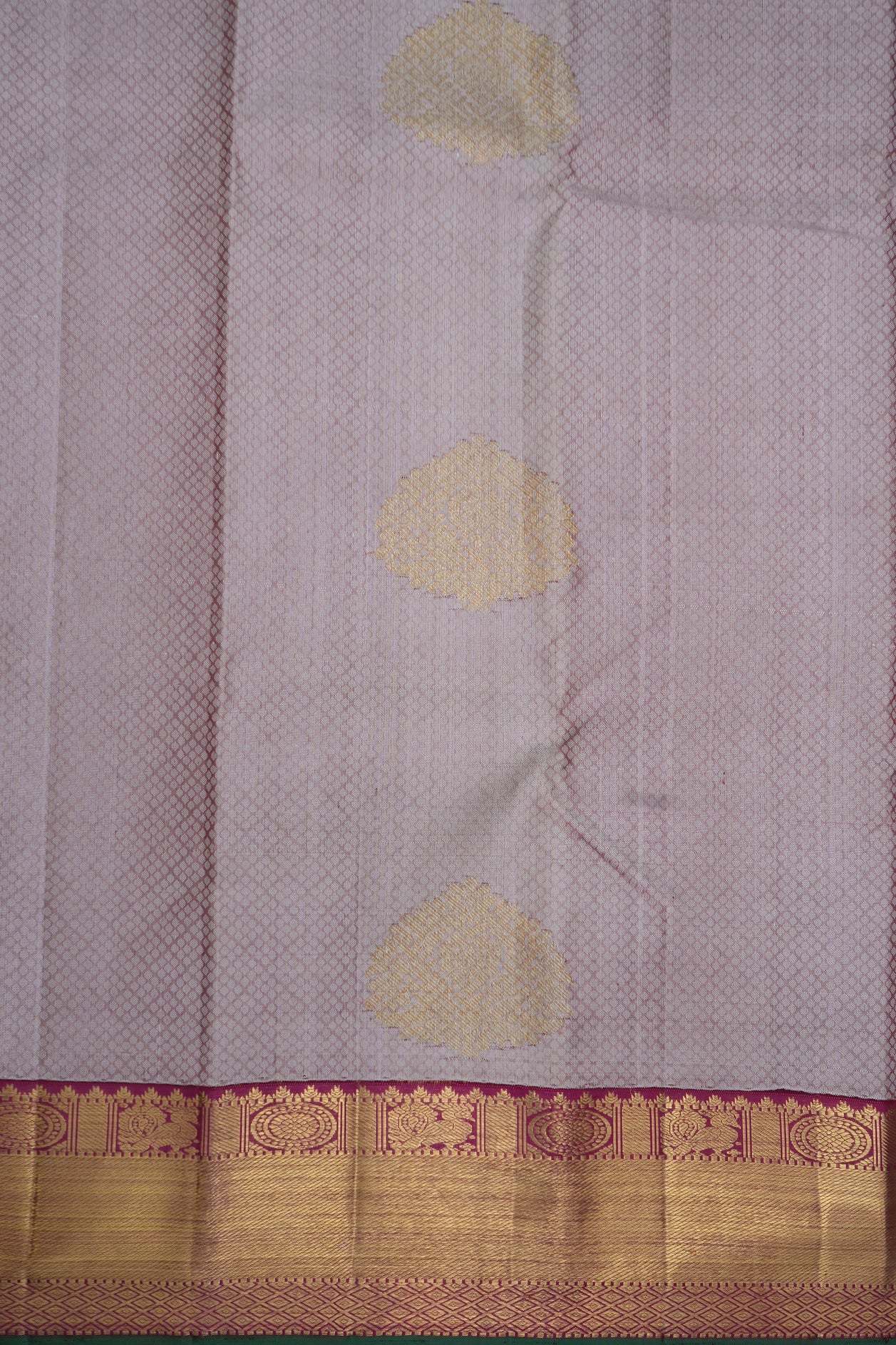 Threadwork With Tree Zari Motifs Rose Beige Kanchipuram Silk Saree