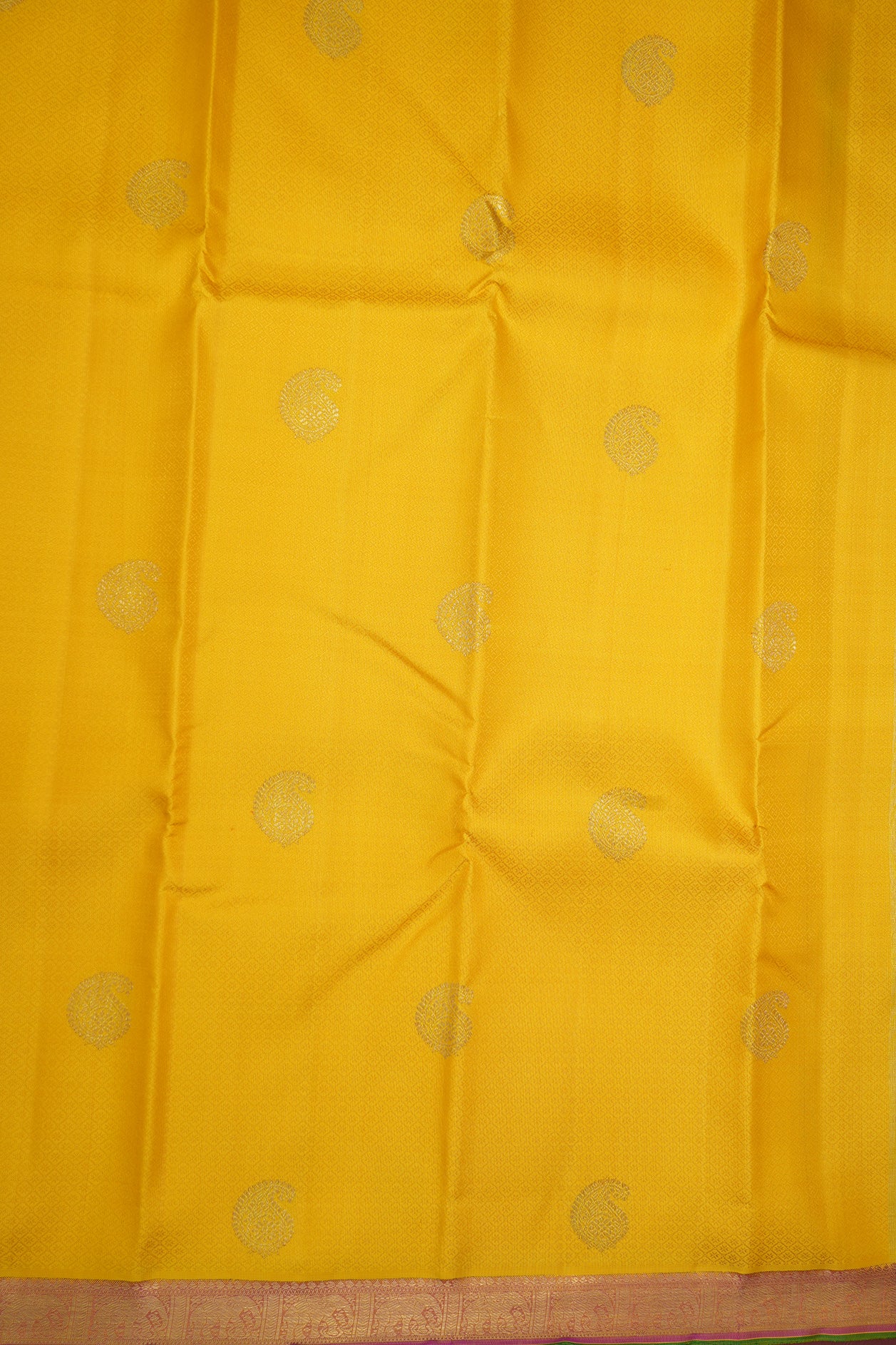 Threadwork With Paisley Zari Motifs Royal Yellow Kanchipuram Silk Saree