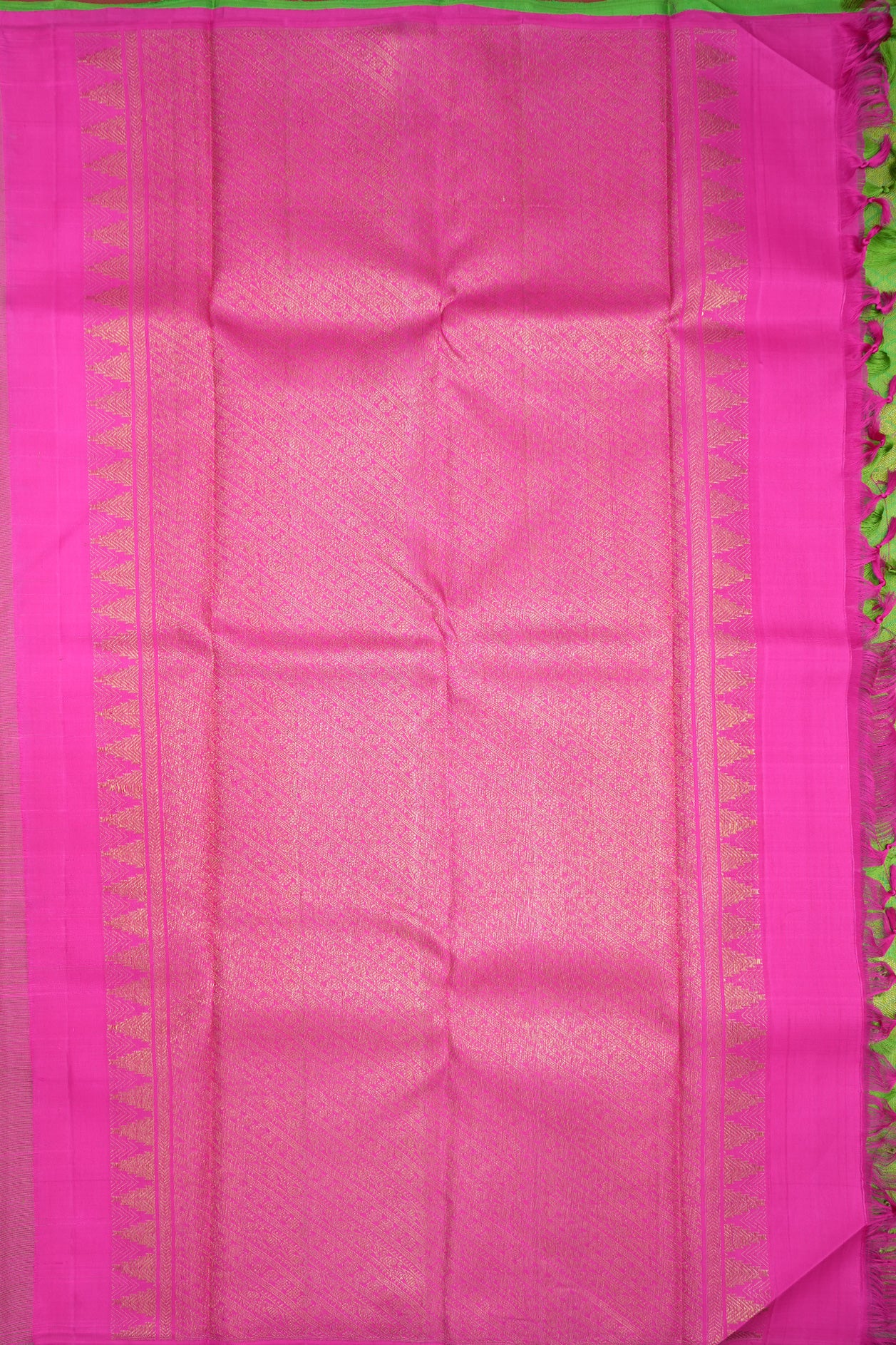 Threadwork With Zari Motifs Parrot Green Kanchipuram Silk Saree