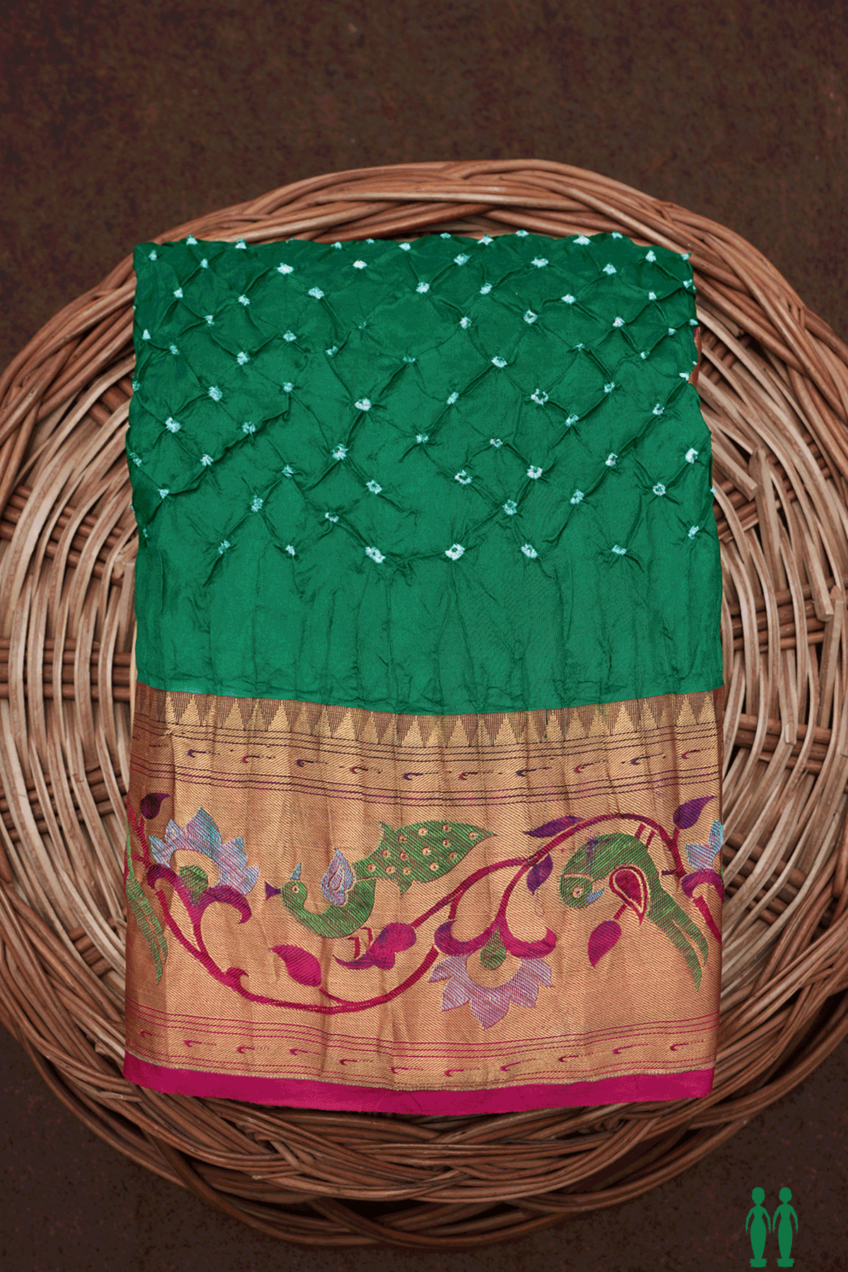 Tie And Dye Design Bold Green Bandhani Silk Saree