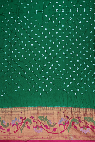 Tie And Dye Design Bold Green Bandhani Silk Saree