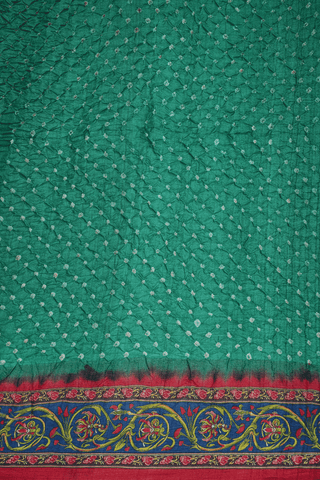 Tie And Dye Design Forest Green Bandhani Silk Saree