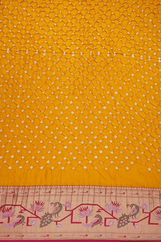 Tie And Dye Design Ochre Orange Bandhani Silk Saree