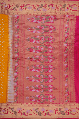 Tie And Dye Design Ochre Orange Bandhani Silk Saree