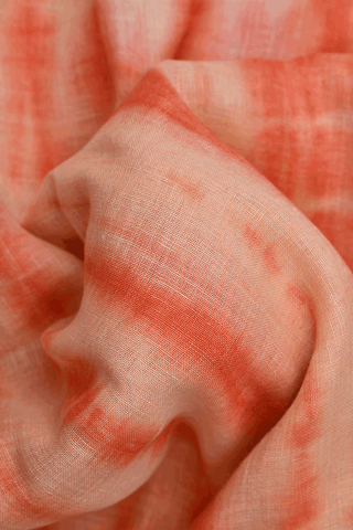 Tie And Dye Design Orange Semi Linen Saree