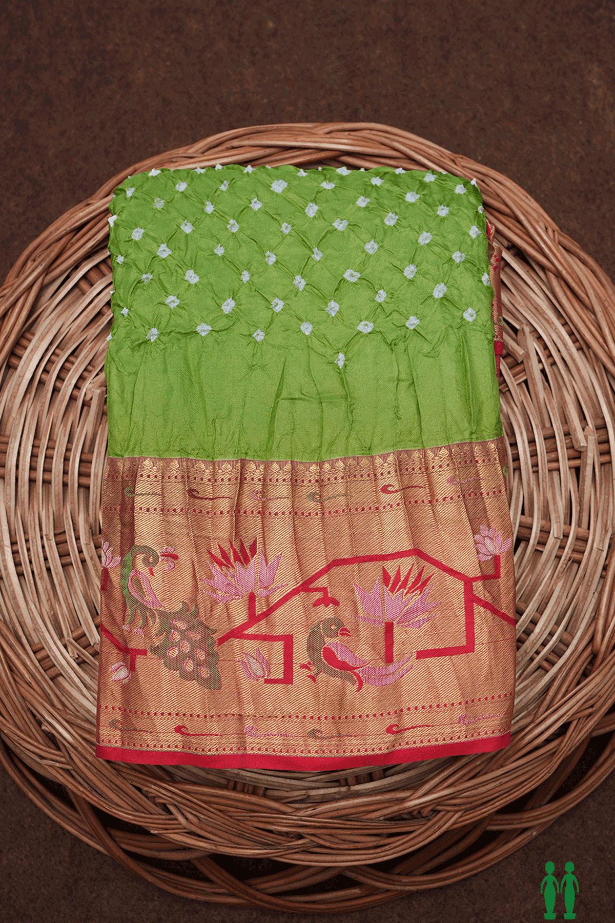 Tie And Dye Design Pear Green Bandhani Silk Saree