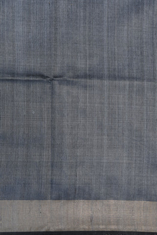 Tissue Border In Plain Charcoal Grey Jute Silk Saree