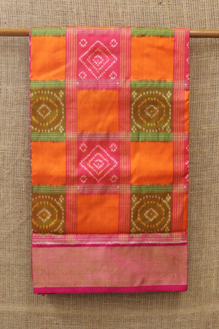Tissue Border With Multicolor Checks Pochampally Silk Saree