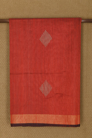 Tissue Border With Thread Work Butta Red Jute Silk Saree