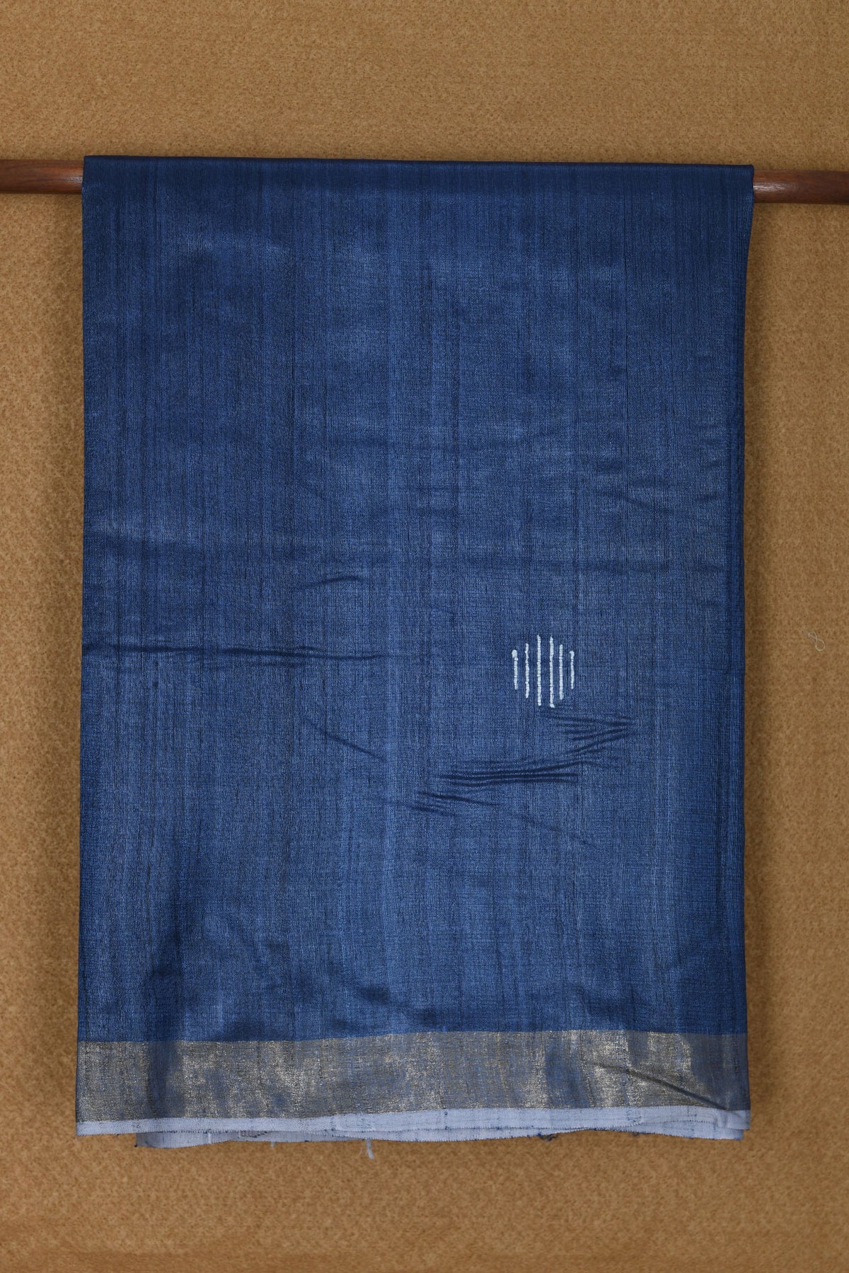Tissue Border With Thread Work Buttis Indigo Blue Jute Silk Saree