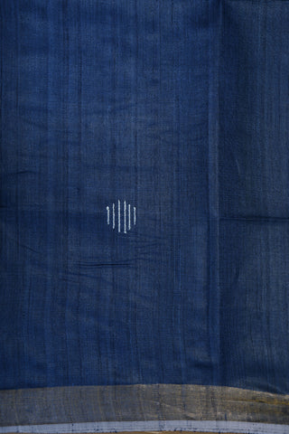 Tissue Border With Thread Work Buttis Indigo Blue Jute Silk Saree