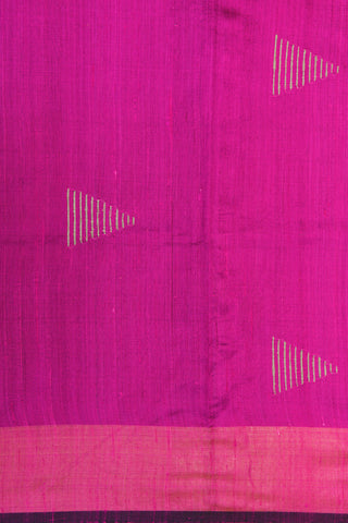 Tissue Border With Thread Work Simple Lines Magenta Pink Jute Silk Saree