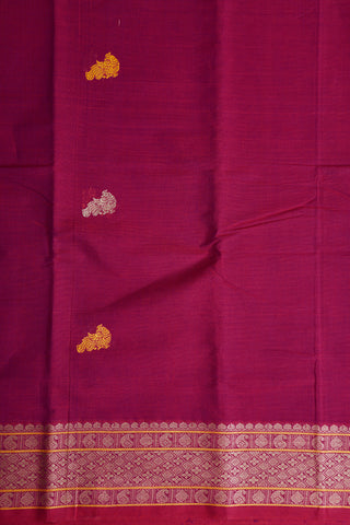 Traditional Thread Work Border And Peacock Butta Body Magenta Pink Coimbatore Cotton Saree