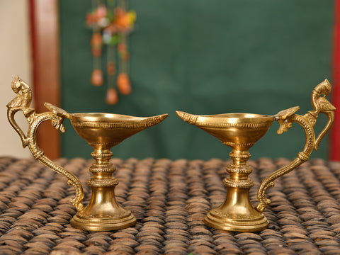 Traditional Brass Decorative Pooja Vilakku Set
