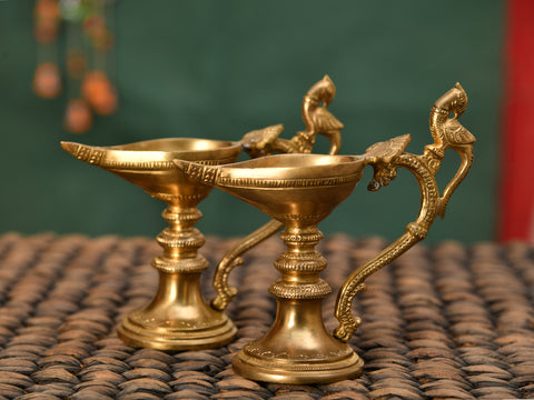 Traditional Brass Decorative Pooja Vilakku Set